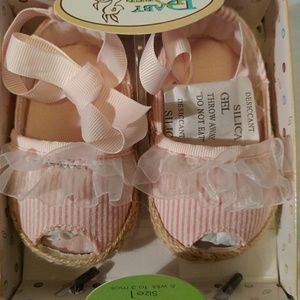 Baby Girl's Pink White Espadrilles Sz 1 NWT